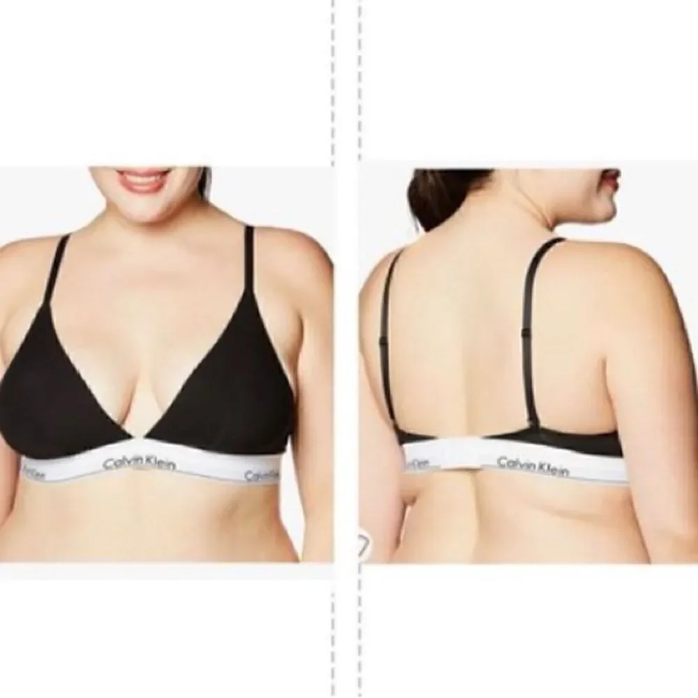 Calvin Klein Women's Modern Cotton Lightly Lined Triangle Wireless Bralette, bla